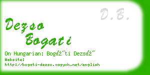 dezso bogati business card